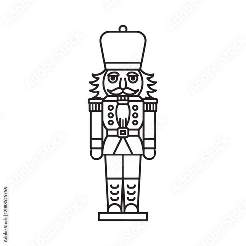Nutcracker Soldier Line Art Illustration On White Background