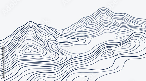Minimalist topographic vector background with blue contour lines