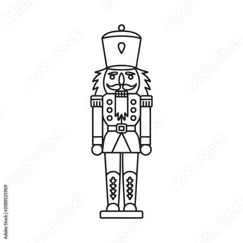 Nutcracker soldier outline on a white background linear illustration