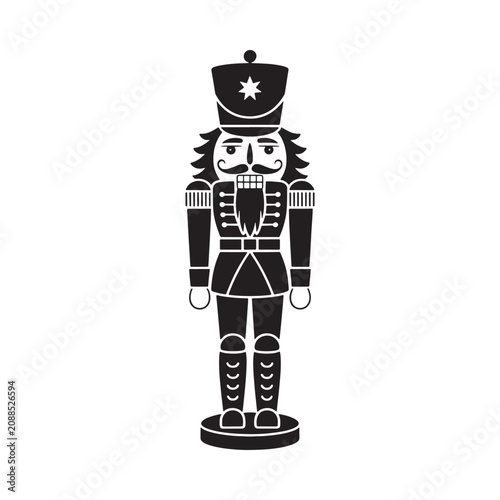 Nutcracker soldier silhouette against a white background