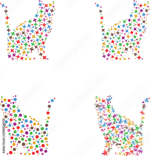 Colorful Cat Silhouette Abstract Geometric Vector Illustration