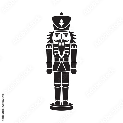 Nutcracker Soldier Silhouette On White Background Minimalist Graphic