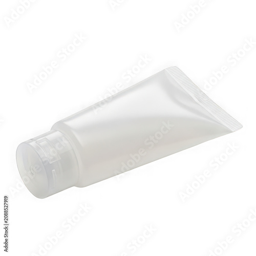 white cosmetic tube with cap and ribbed texture