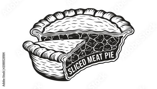 Cuadro en lienzo Very beautiful black and white realistic vector illustration of a sliced flaky m