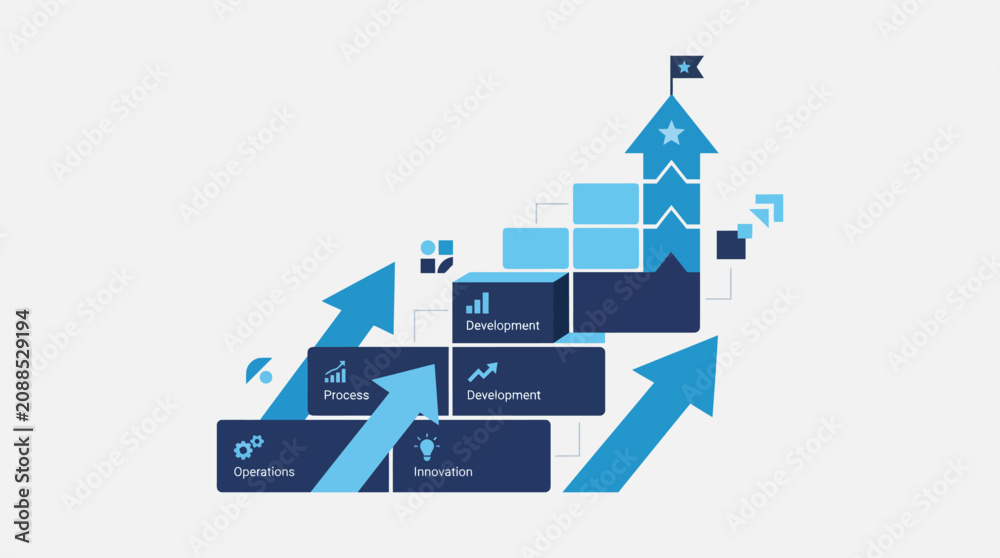 Fototapeta premium Business Growth Chart with Arrows.