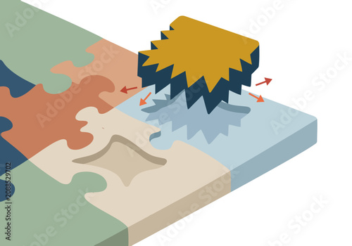 Εκτύπωση καμβά A stylized puzzle illustration depicts a disconnect between identity and behavior, highlighting adolescent psychology