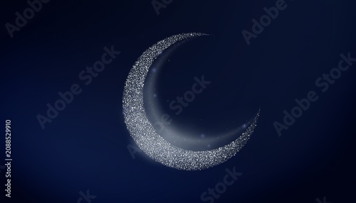 Shimmering Particle Crescent Moon Design for Creative Projects