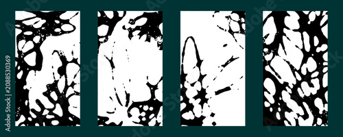 Konstfotografi Vibrant abstract splatter background banner set with black white ink blob textures
