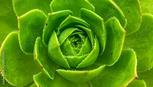 Close-up view of a vibrant green succulent, showcasing layered petals and natural beauty