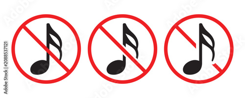 Tableau sur toile No Musical Notes Sign Isolated on Transparent Background for Safety, Restriction
