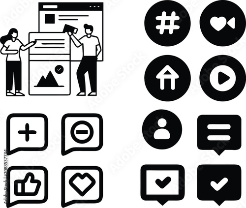 Person presenting analytics and social media icons