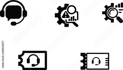 Modern tech support and tools icon set