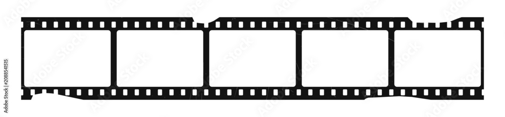 Obraz premium Vintage film strip with old camera elements Classic 35mm cinema reel design with retro photography effects. Grunge retro movie reel border. Vector illustration.