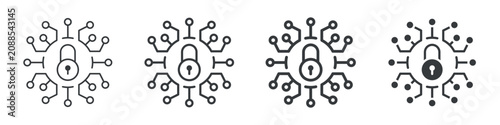 Cyber Security Different Icon Set Simple Style Collection 