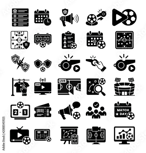 Fotografie Football event soccer referre action score goal icon set