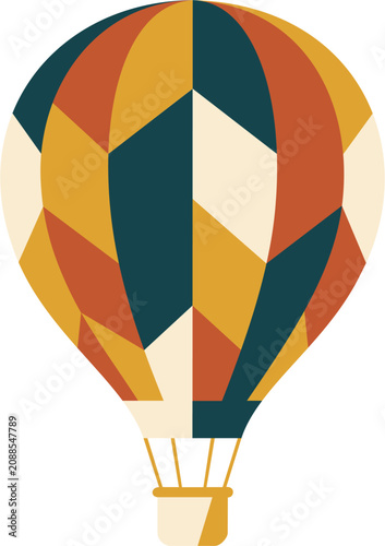 vector illustration of a retro hot air balloon soaring high, symbolizing creative freedom, business startup launch, and adventure tourism.