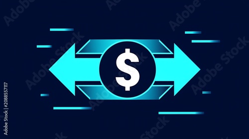Finance, money, dollar sign, arrow, speed, blue neon