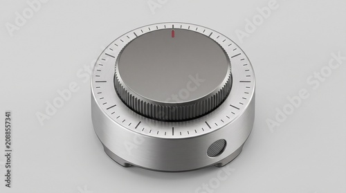 Silver audio mixer dial, volume control knob, sound adjustment button, music equipment component