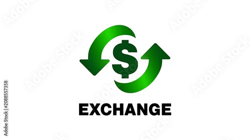 Green exchange icon, currency swap symbol, financial transaction logo, money exchange sign
