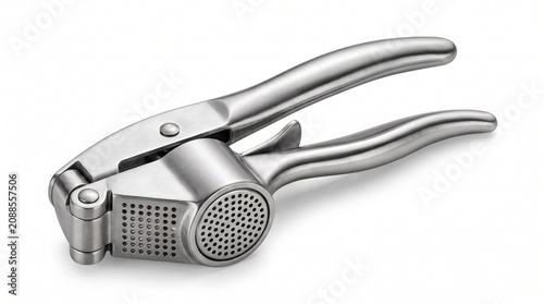 Garlic press, stainless steel, kitchen tool, food preparation, cooking utensil