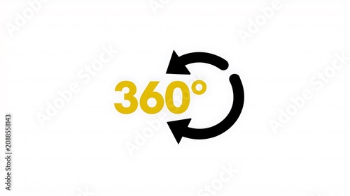 360 degree rotation icon, circular arrow symbol, panoramic view sign, rotation logo