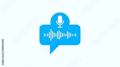 Audio waveform, voice chat, sound wave, communication icon, blue speech bubble
