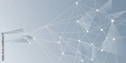 Cuadro en lienzo Geometric abstract background with connected line and dots