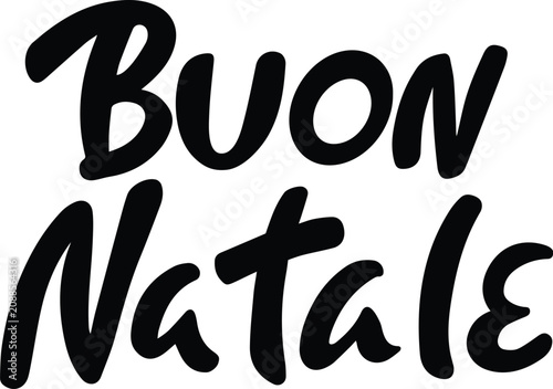 Buon Natale Hand Lettered Bold Brush Script Italian Holiday Design