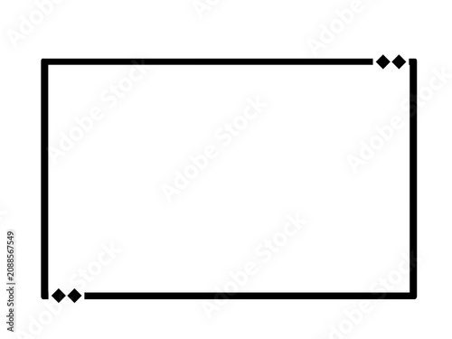Obraz na plátně Clean black outline rectangular banner template with decorative diamond corners