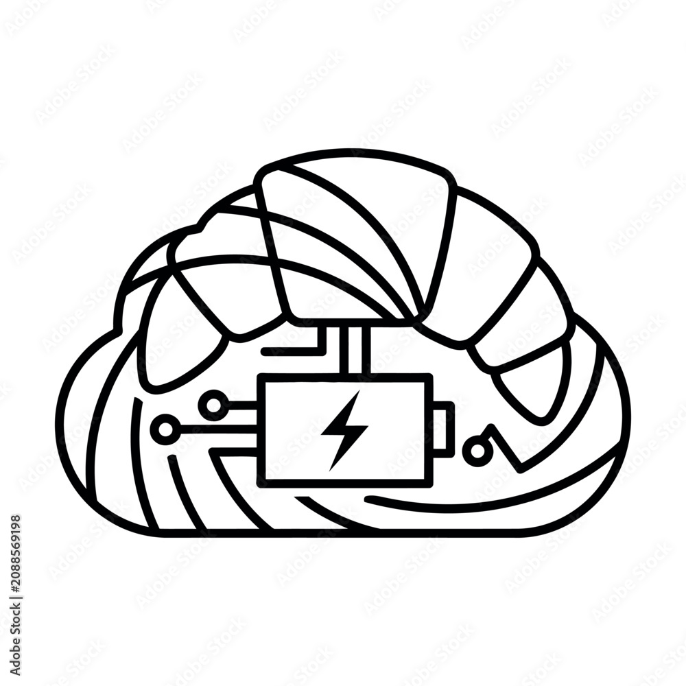 Fototapeta premium Cloud computing power and battery energy storage concept