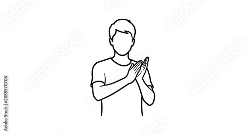Konstfotografi Line drawing of a person clapping simple black and white illustration