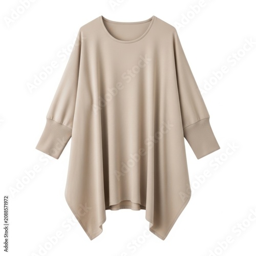 Light beige long-sleeved draped blouse for casual or semi-formal wear