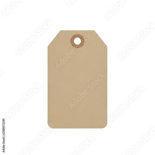 A plain beige tag with a hole at the top for easy attachment and labeling