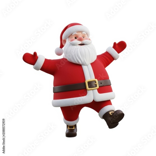 Jolly santa claus figure in festive holiday pose with arms outstretched and cheerful expression