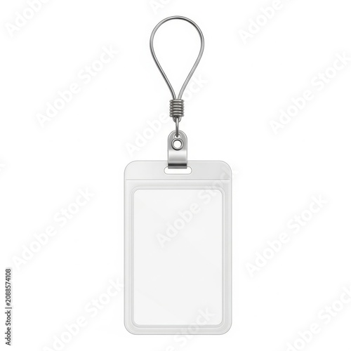 Clear plastic badge holder with metal loop for identification or name tags