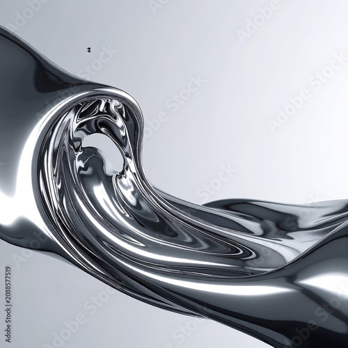 a silver liquid flowing from a bottle