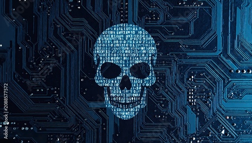 a skull on a computer circuit