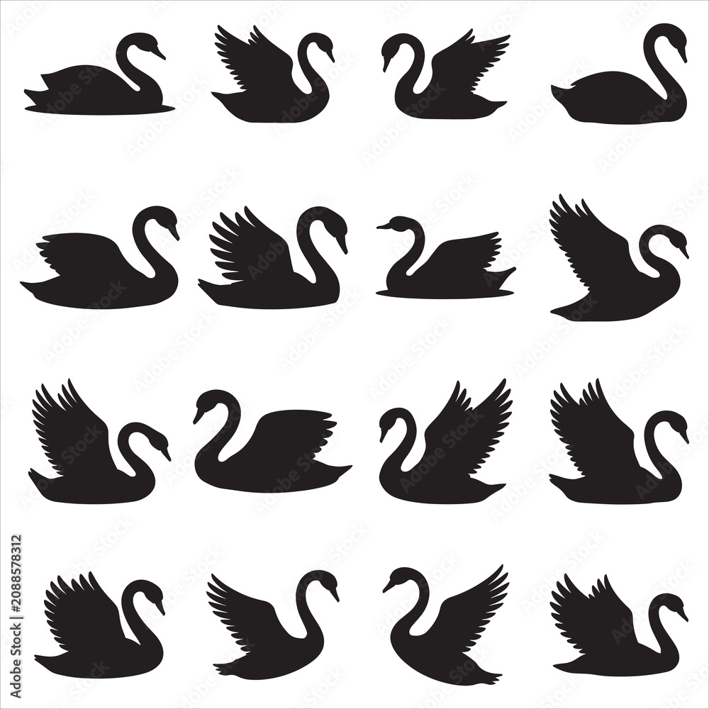 Fototapeta premium Swan Silhouette Clip Art