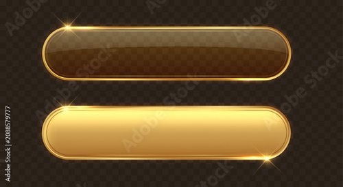 Foto Elegant golden glass UI button featuring transparent material and realistic reflections