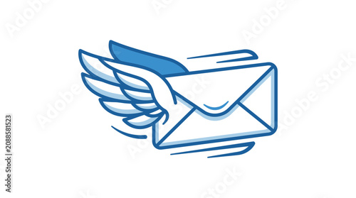 Fotografie Winged Envelope Fast Mail Delivery.