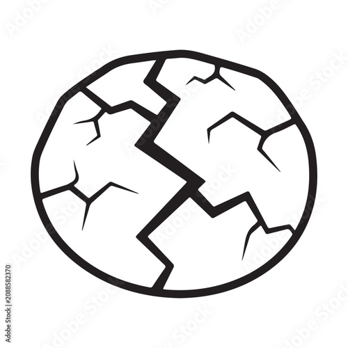 Fotografia Cracked circle vector icon with jagged lines and minimalist black and white desi