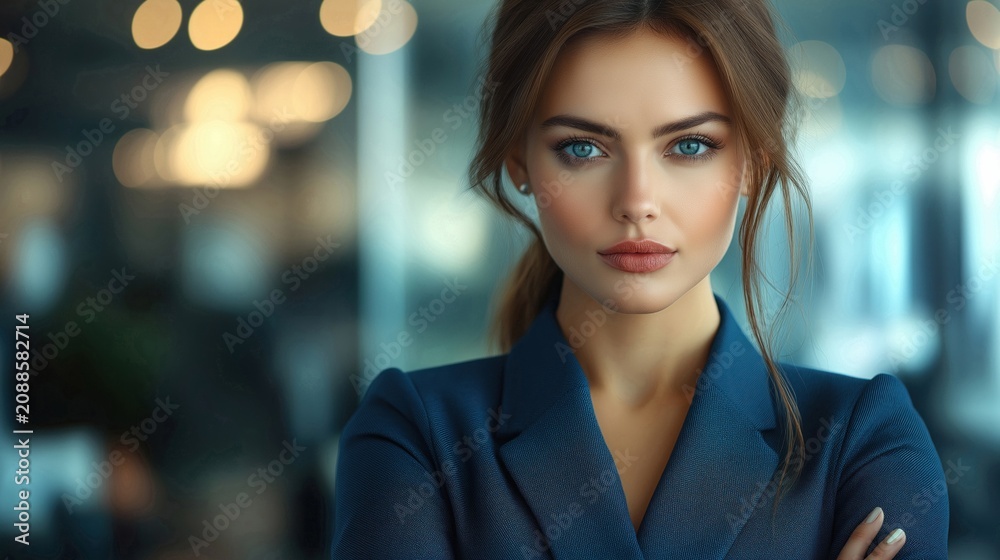 Obraz premium Brunette woman, female businesswoman, professional executive manager and entrepreneur in corporate business office workplace