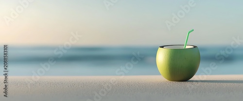 Coconut drink on the beach