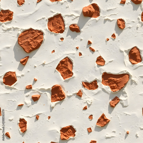 Seamless sun-bleached stucco with terracotta shard inlay