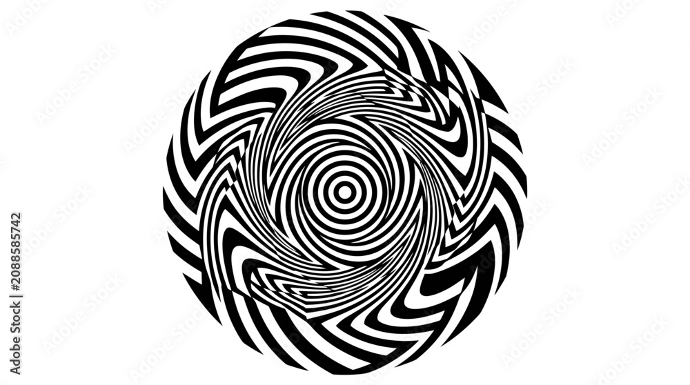 Fototapeta premium Abstract Black and White Optical Illusion Spiral Vortex