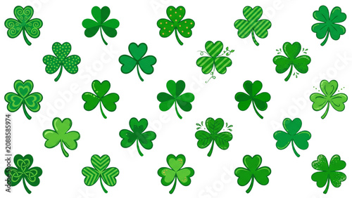 St. Patrick’s Day Clover Leaf Seamless Pattern with Vibrant Green Shamrocks for Wallpapers Backgrounds and Decorative Design