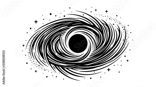 Abstract Black Hole Swirling Vortex with Stars