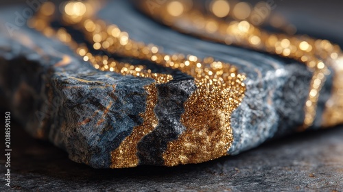 marble slab texture black polished stone with dramatic gold veining and metallic details, macro close-up with glossy finish and professional studio lighting