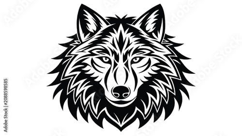 Wolf head icon shows a symmetrical and powerful design element that works effectively for gaming clans, sports organizations, or apparel brands looking for a professional and clean aesthetic.