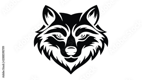 Wolf head emblem displays a bold black and white graphic design that is suitable for sports team logos or corporate branding projects requiring a fierce animal mascot illustration.